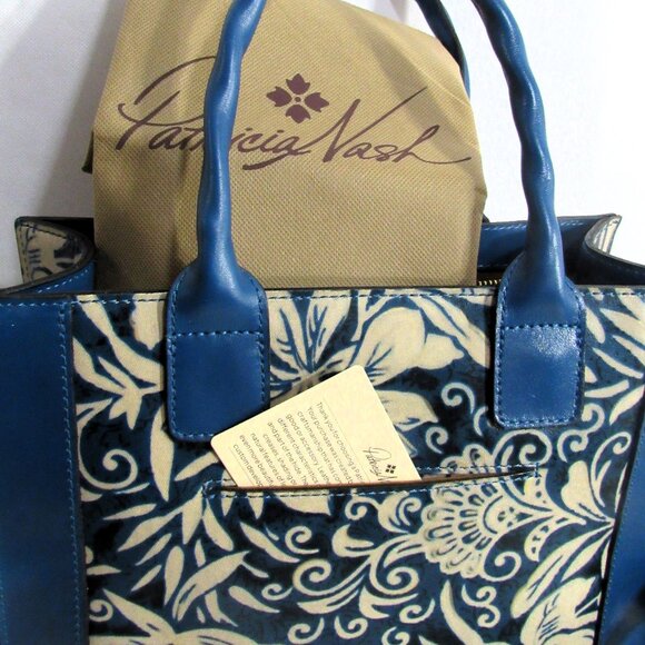 RARE PATRICIA NASH BLUE FLORAL CURRY TOTE BAG, + SHOULDER STRAP, DUST BAG +  COA - Picture 14 of 16